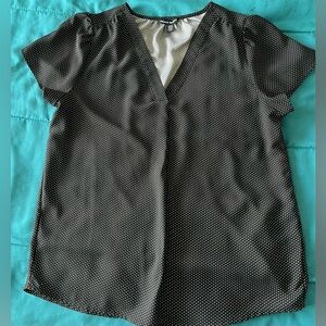 Hilary Radley Black and White Polka Dot Blouse